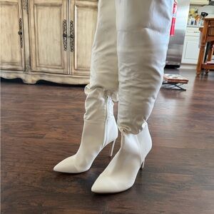 INC International Concepts White Pointed-Toe Over-the-Knee Stiletto Boots